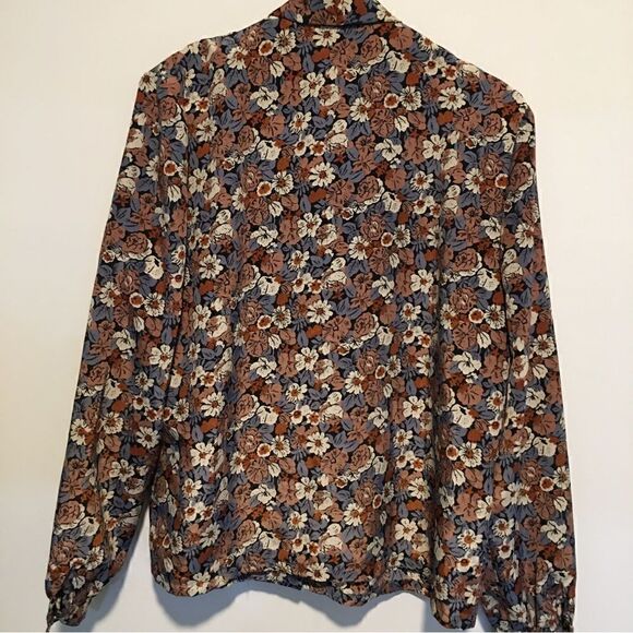 HENRY LEE SILKY SHEEN TIE NECK BUTTON UP BLOUSE - Picture 8 of 11